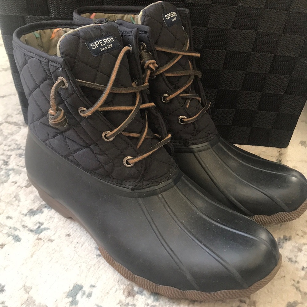 Sperry Black Quilted Duck Boot